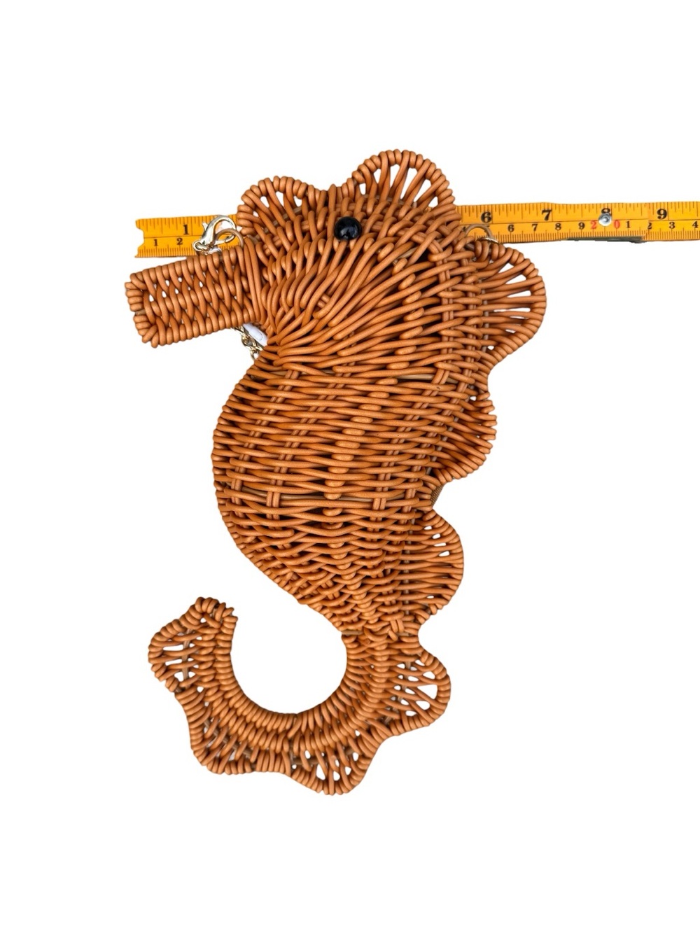 Tommy Bahama Viral Orange / Brown Wicker Seahorse Crossbody Bag Clutch NWT - Picture 3 of 7